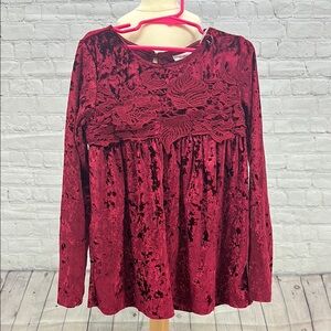 Daytrip‎ Red Velvet Smocked Blouse